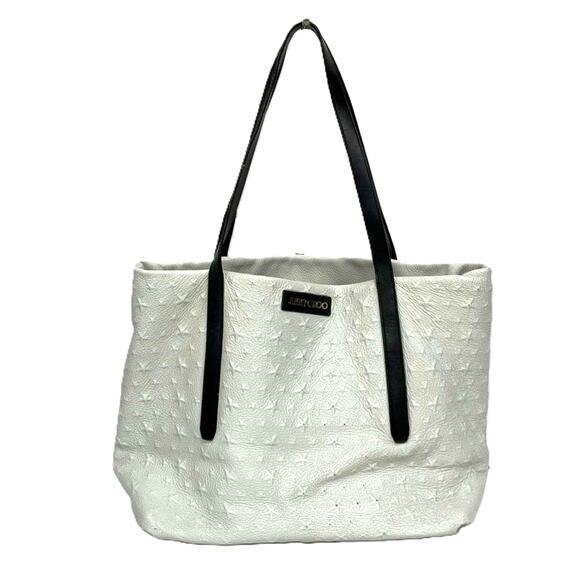 Jimmy Choo White Star Studded Embossed Leather Tote Bag - Picture 2 of 9